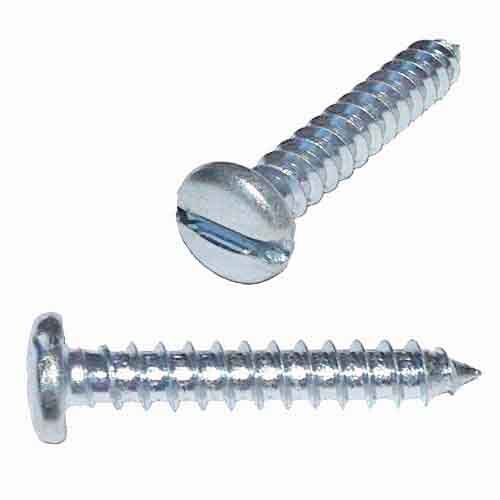 PTS142 #14 X 2" Pan Head, Slotted, Tapping Screw, Type A, Zinc
